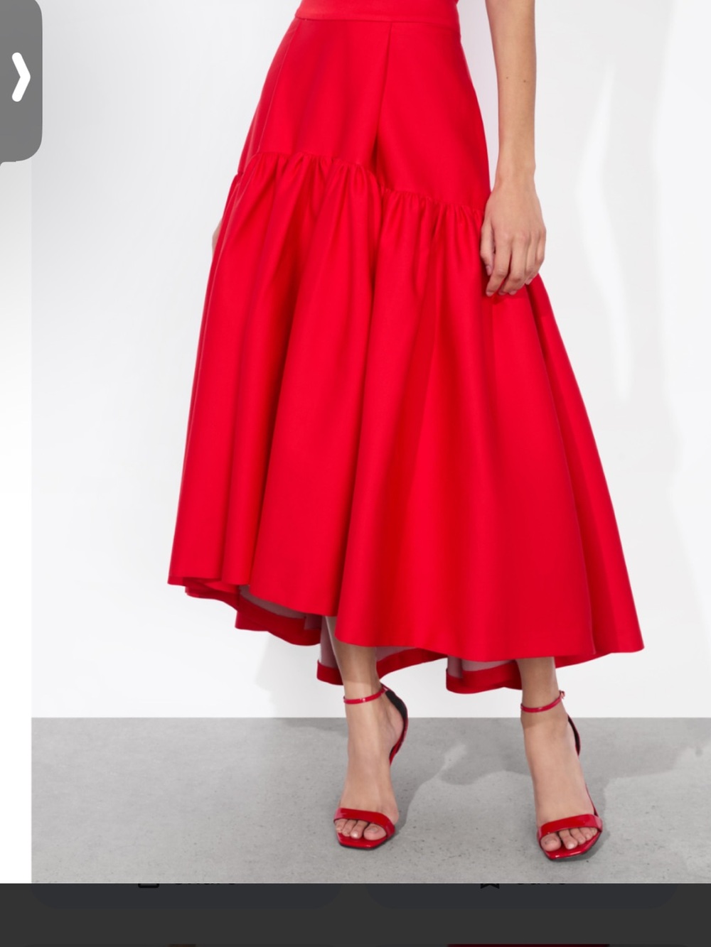 Alice + Olivia Diana Vibrant Red Midi high low midi skirt with pockets